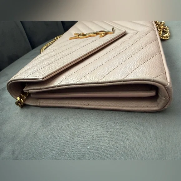 Yves Saint Laurent Cassandre Monogram Bag Blush Pink with Gold wallet on chain - Picture 11 of 15